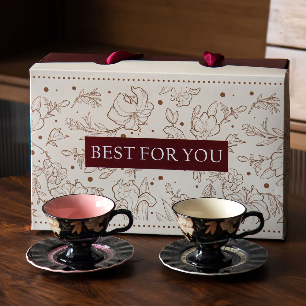 Shuflower – Garden Enchantment Ceramic Coffee Cup & Saucer Set – French Retro Afternoon Tea Gift