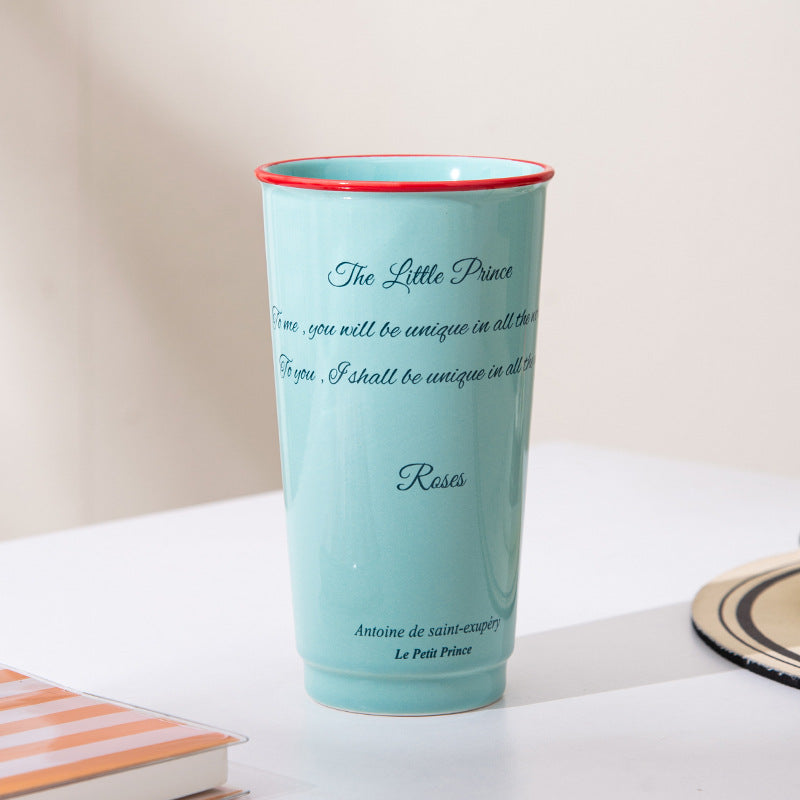 Shuflower - INS Style Ceramic Travel Mug | 580ml Large Capacity Office Water Cup | High-Aesthetic Couple Mug for Girls